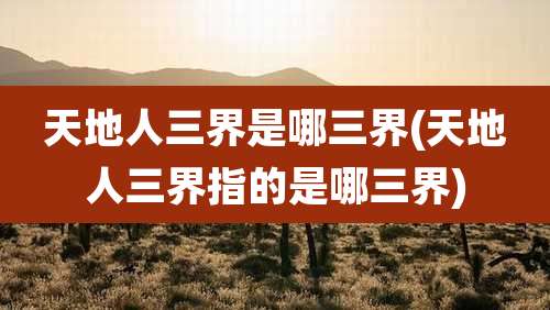 天地人三界是哪三界(天地人三界指的是哪三界)