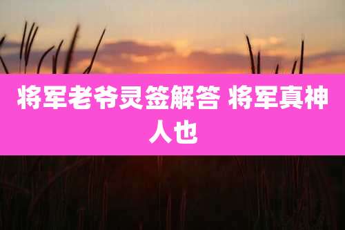 将军老爷灵签解答 将军真神人也