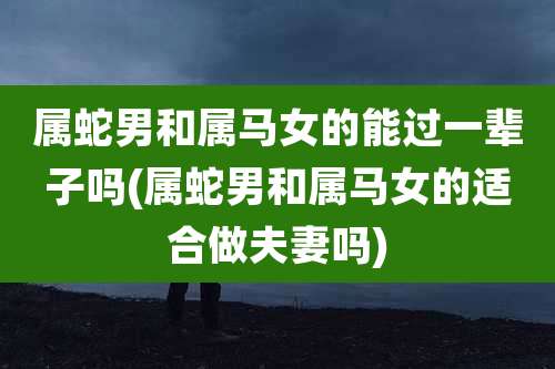 属蛇男和属马女的能过一辈子吗(属蛇男和属马女的适合做夫妻吗)