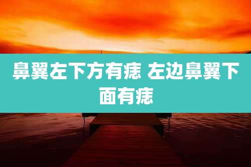 鼻翼左下方有痣 左边鼻翼下面有痣