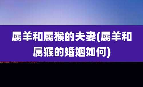 属羊和属猴的夫妻(属羊和属猴的婚姻如何)