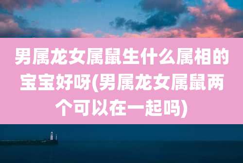 男属龙女属鼠生什么属相的宝宝好呀(男属龙女属鼠两个可以在一起吗)