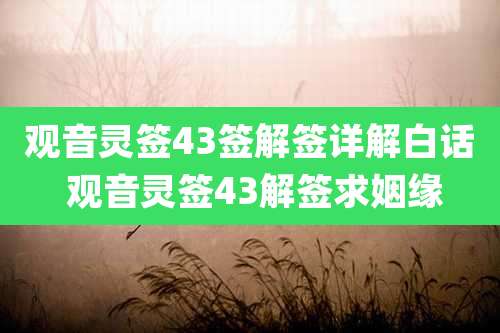 观音灵签43签解签详解白话 观音灵签43解签求姻缘
