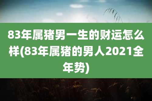 83年属猪男一生的财运怎么样(83年属猪的男人2021全年势)