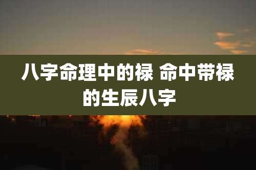 八字命理中的禄 命中带禄的生辰八字