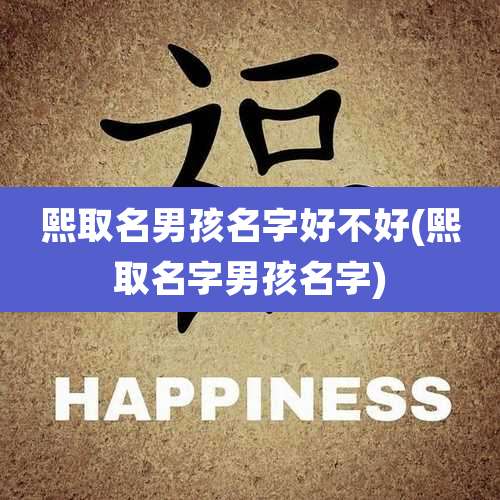 熙取名男孩名字好不好(熙取名字男孩名字)