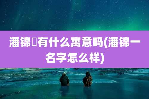 潘锦玥有什么寓意吗(潘锦一名字怎么样)