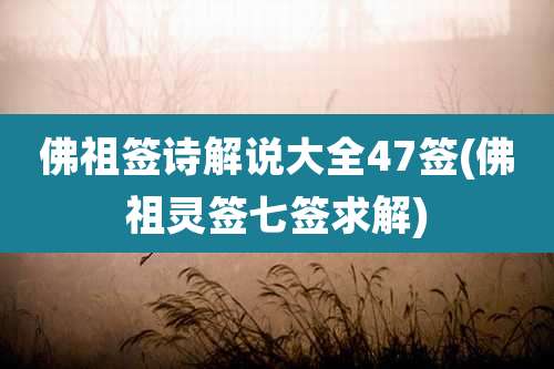 佛祖签诗解说大全47签(佛祖灵签七签求解)
