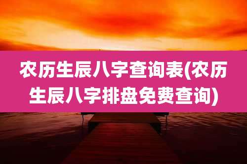 农历生辰八字查询表(农历生辰八字排盘免费查询)