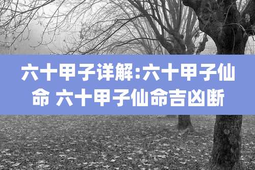 六十甲子详解:六十甲子仙命 六十甲子仙命吉凶断