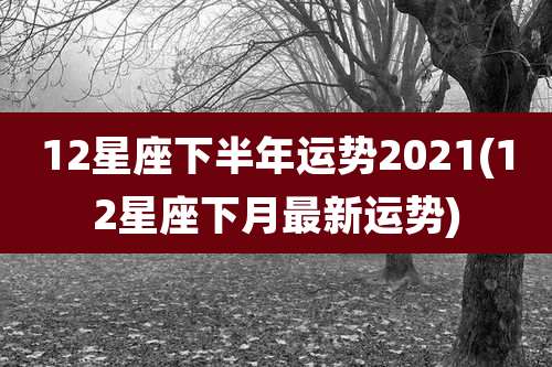 12星座下半年运势2021(12星座下月最新运势)