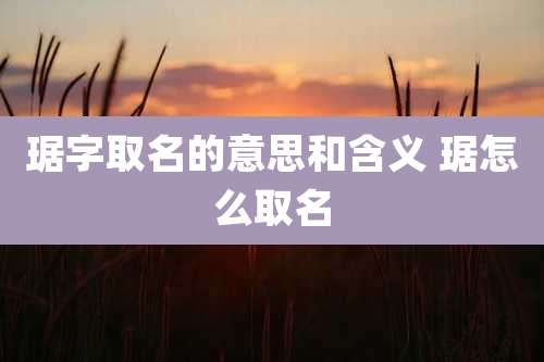 琚字取名的意思和含义 琚怎么取名
