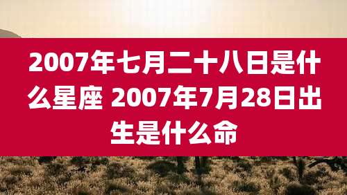 2007年七月二十八日是什么星座 2007年7月28日出生是什么命