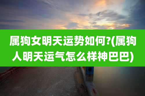 属狗女明天运势如何?(属狗人明天运气怎么样神巴巴)