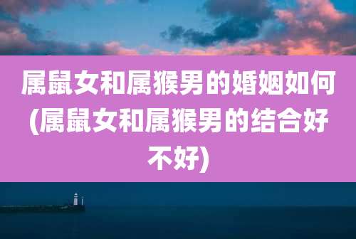 属鼠女和属猴男的婚姻如何(属鼠女和属猴男的结合好不好)