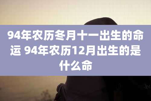 94年农历冬月十一出生的命运 94年农历12月出生的是什么命