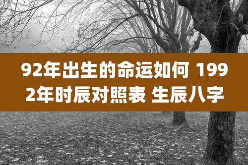 92年出生的命运如何 1992年时辰对照表 生辰八字