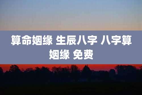 算命姻缘 生辰八字 八字算姻缘 免费