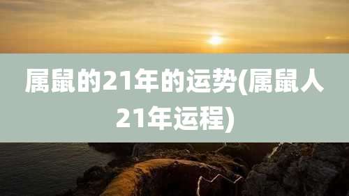 属鼠的21年的运势(属鼠人21年运程)
