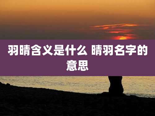 羽晴含义是什么 晴羽名字的意思