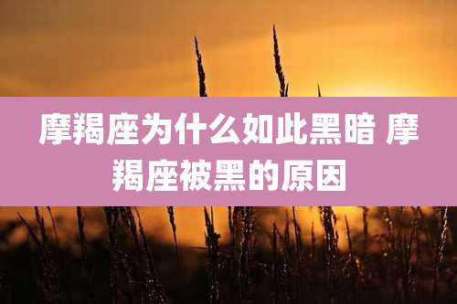 摩羯座为什么如此黑暗 摩羯座被黑的原因