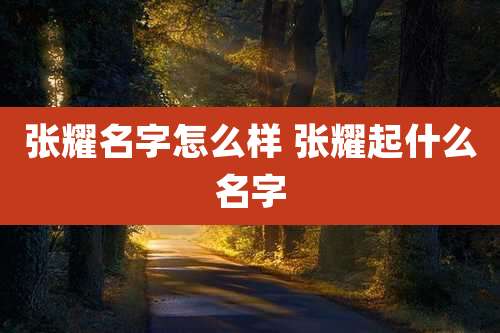 张耀名字怎么样 张耀起什么名字