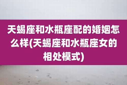 天蝎座和水瓶座配的婚姻怎么样(天蝎座和水瓶座女的相处模式)