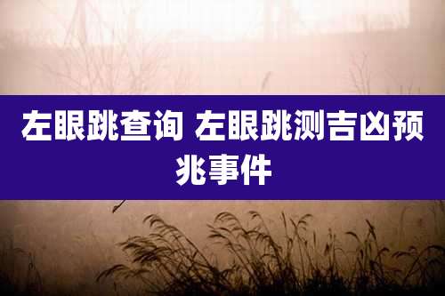 左眼跳查询 左眼跳测吉凶预兆事件