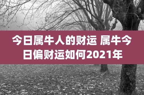 今日属牛人的财运 属牛今日偏财运如何2021年