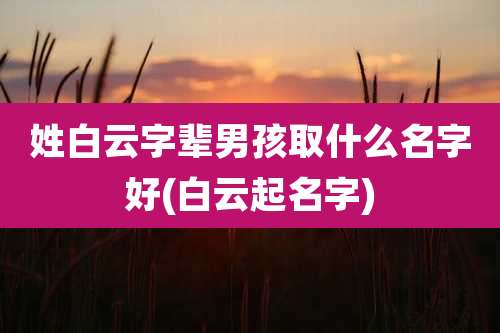 姓白云字辈男孩取什么名字好(白云起名字)