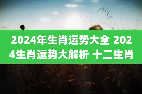2024年生肖运势大全 2024生肖运势大解析 十二生肖