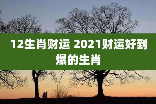 12生肖财运 2021财运好到爆的生肖