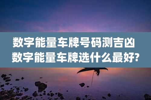数字能量车牌号码测吉凶 数字能量车牌选什么最好?