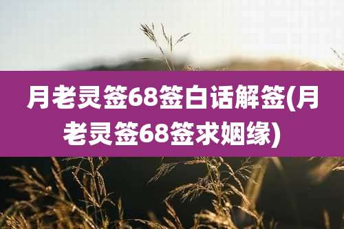 月老灵签68签白话解签(月老灵签68签求姻缘)
