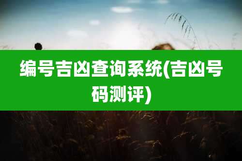编号吉凶查询系统(吉凶号码测评)