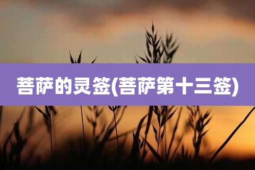 菩萨的灵签(菩萨第十三签)