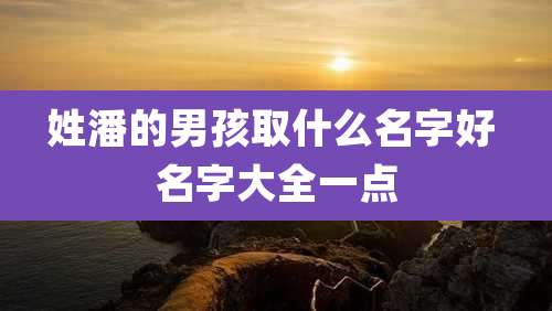 姓潘的男孩取什么名字好 名字大全一点