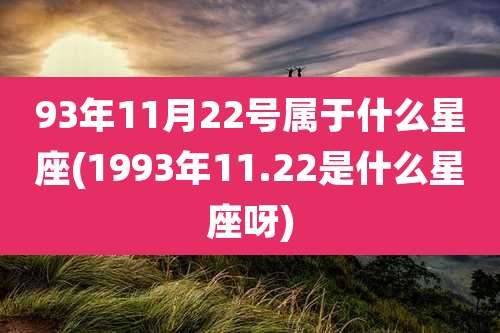 93年11月22号属于什么星座(1993年11.22是什么星座呀)