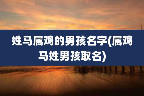 姓马属鸡的男孩名字(属鸡马姓男孩取名)
