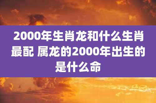 2000年生肖龙和什么生肖最配 属龙的2000年出生的是什么命