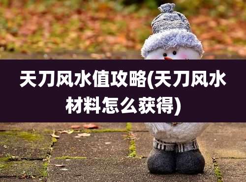 天刀风水值攻略(天刀风水材料怎么获得)