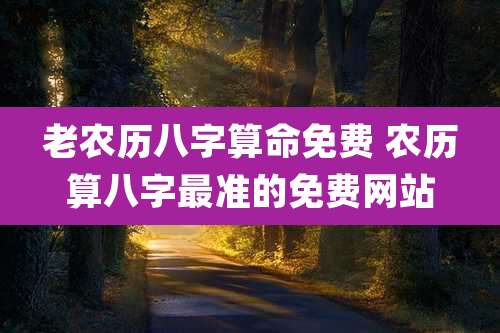 老农历八字算命免费 农历算八字最准的免费网站