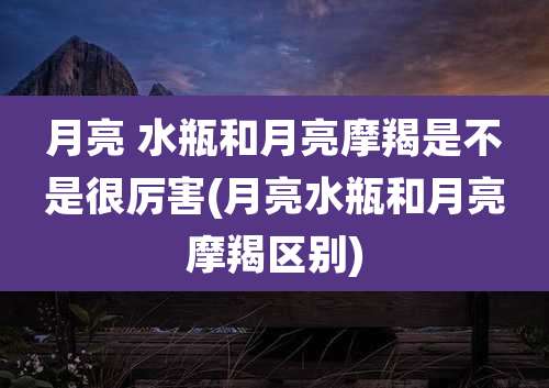 月亮 水瓶和月亮摩羯是不是很厉害(月亮水瓶和月亮摩羯区别)