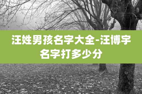 汪姓男孩名字大全-汪博宇名字打多少分