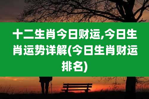 十二生肖今日财运,今日生肖运势详解(今日生肖财运排名)