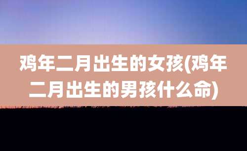 鸡年二月出生的女孩(鸡年二月出生的男孩什么命)