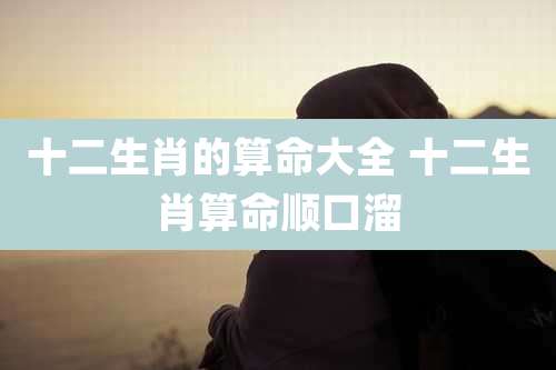 十二生肖的算命大全 十二生肖算命顺口溜