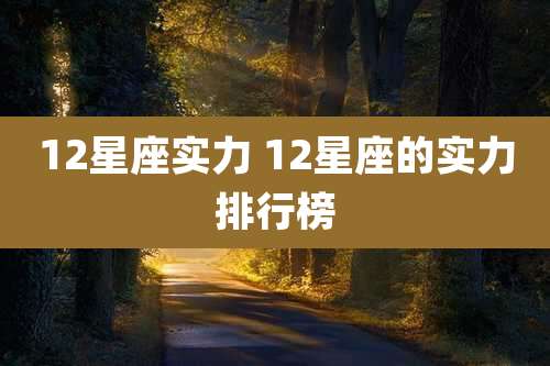 12星座实力 12星座的实力排行榜