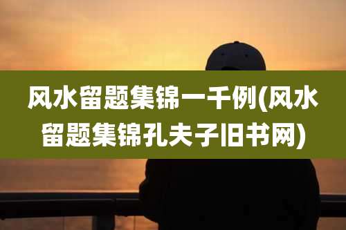 风水留题集锦一千例(风水留题集锦孔夫子旧书网)
