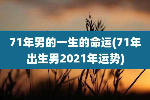 71年男的一生的命运(71年出生男2021年运势)
